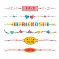 Free vector colorful friendship band collection