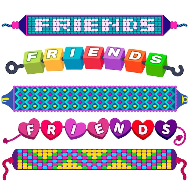 Vettore gratuito collezione di banda colorata dell'amicizia