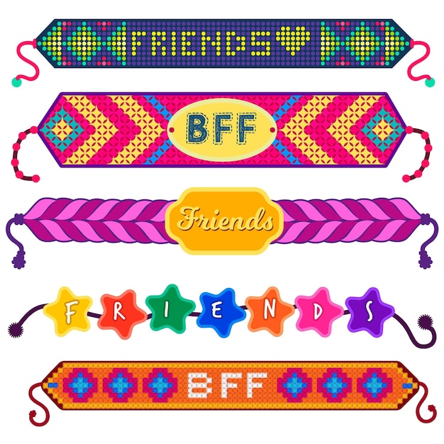 Free vector colorful friendship band collection