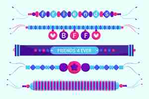 Free vector colorful friendship band collection