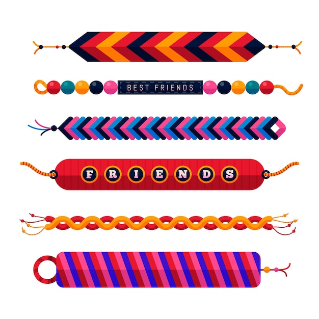 Free vector colorful friendship band collection