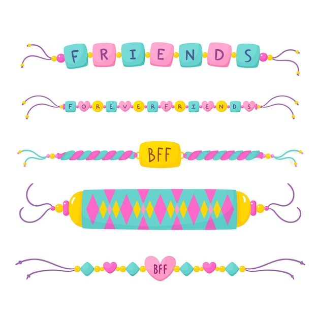 Free vector colorful friendship band collection