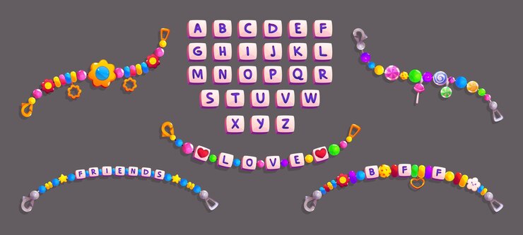 Free Vector colorful friendship bracelets made up of beads