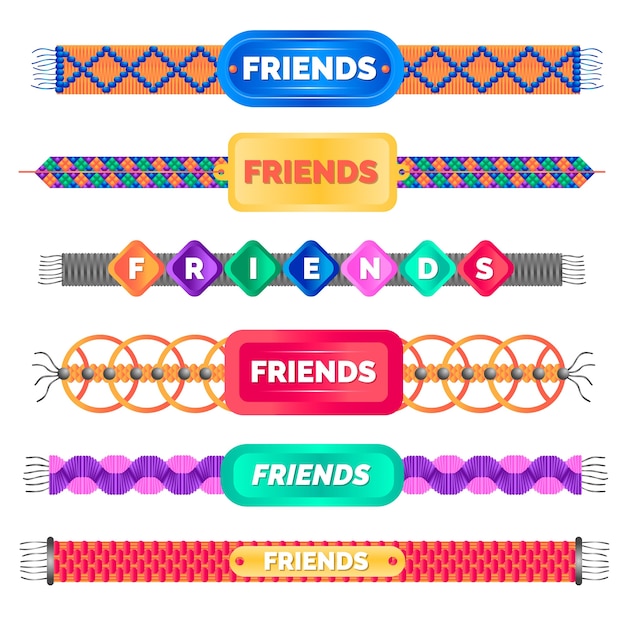 Free vector colorful friendship wristband collection