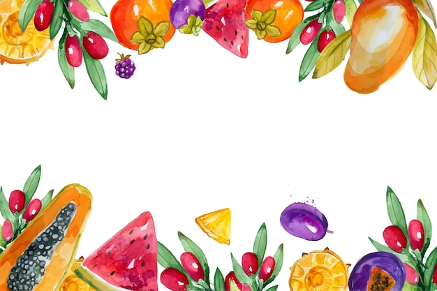 Colorful fruits illustration watercolor