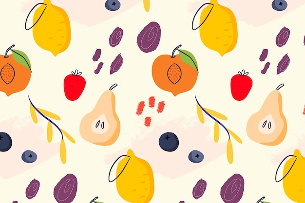 Free Vector colorful fruits pattern