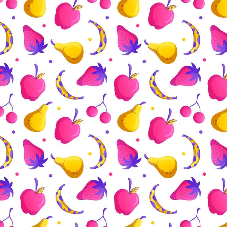 Free Vector colorful fruits pattern