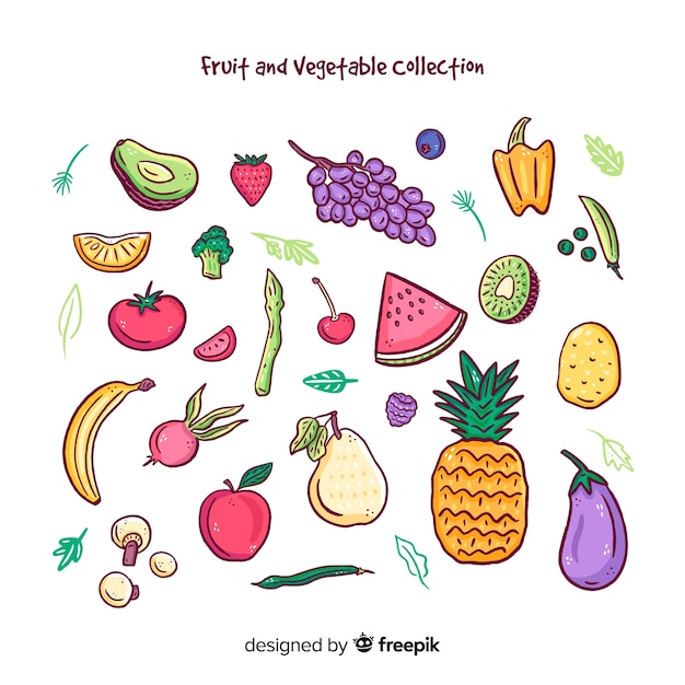 Colorful fruits and vegetables collection