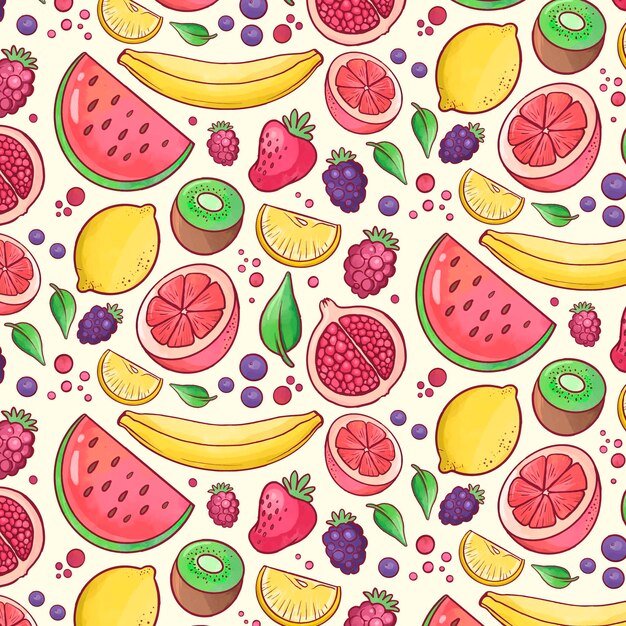 Colorful fruity pattern background