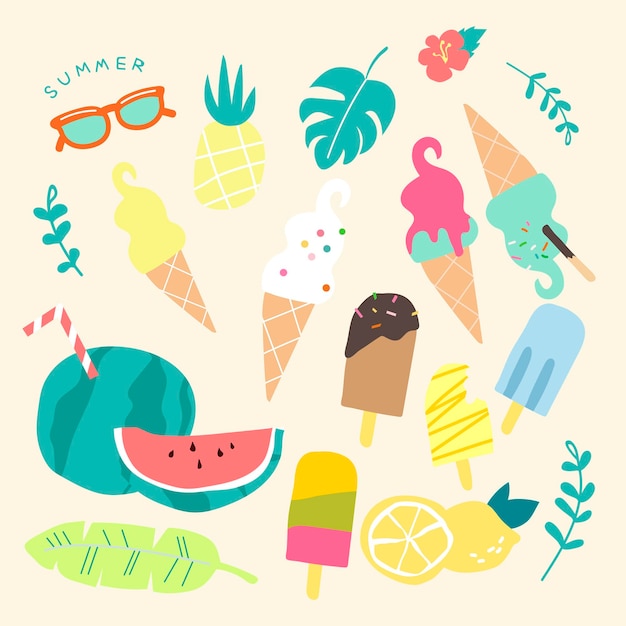 Free vector colorful fun summer collection vector