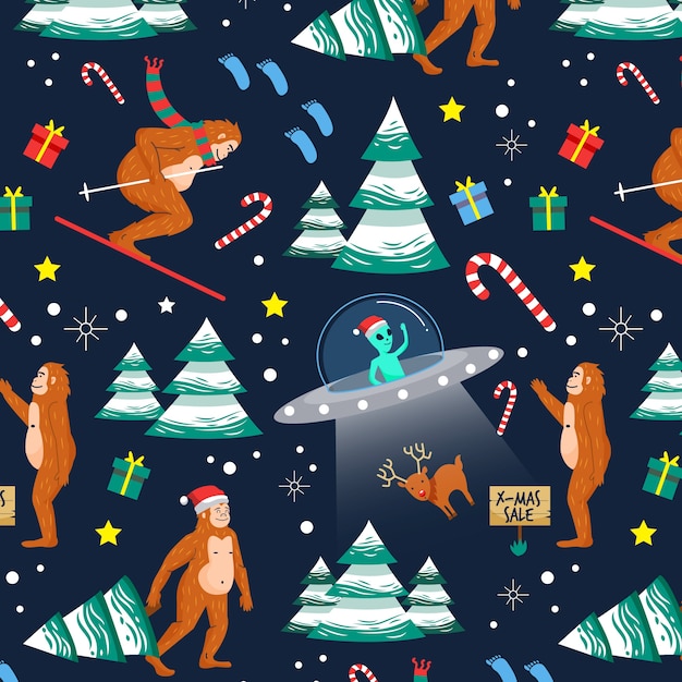 Colorful funny christmas pattern