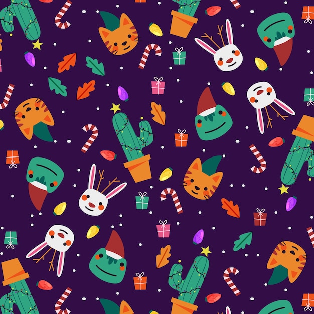 Free vector colorful funny christmas pattern