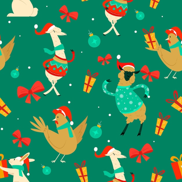 Free vector colorful funny christmas pattern