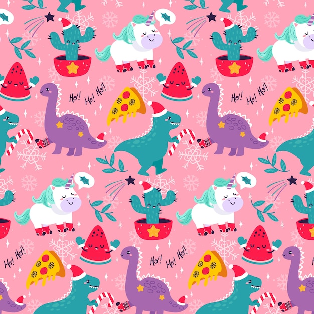 Free vector colorful funny christmas pattern