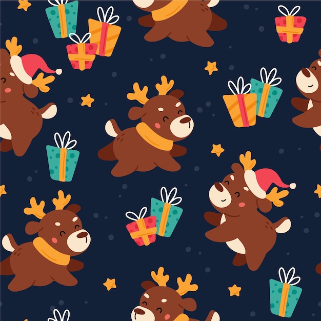 Free vector colorful funny christmas pattern