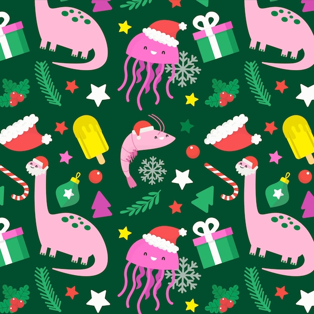 Free vector colorful funny christmas pattern