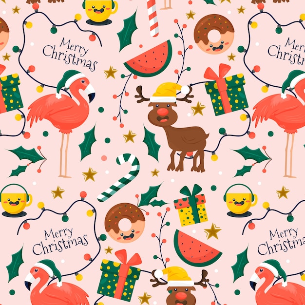 Free vector colorful funny christmas pattern