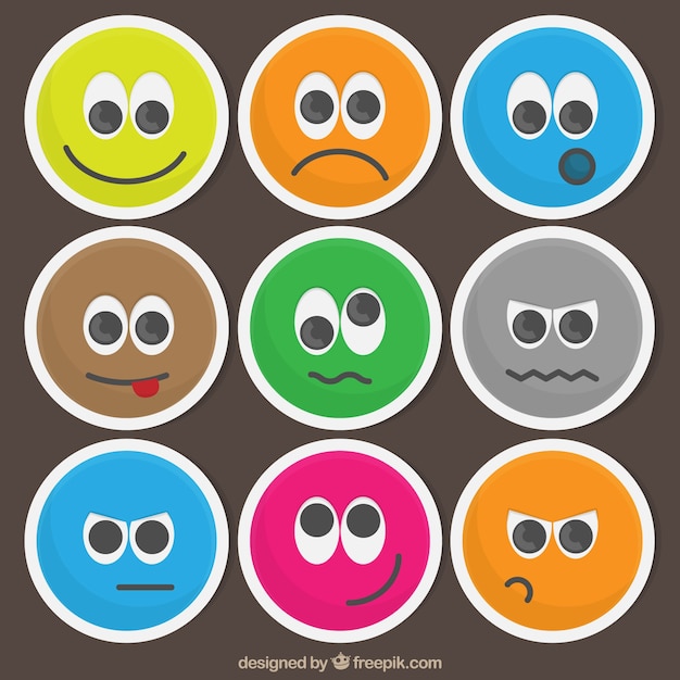 Vettore gratuito colorful emoticons divertenti