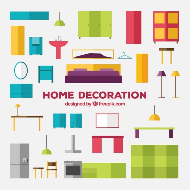 Free vector colorful furniture pack