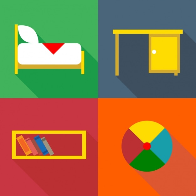 Free vector colorful furnitures