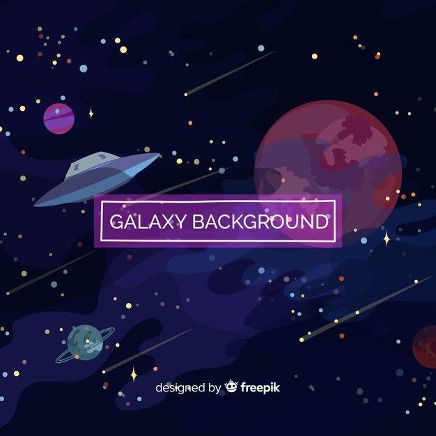 Colorful galaxy background with flat design