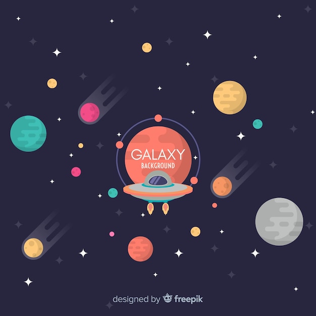 Free vector colorful galaxy background with flat design