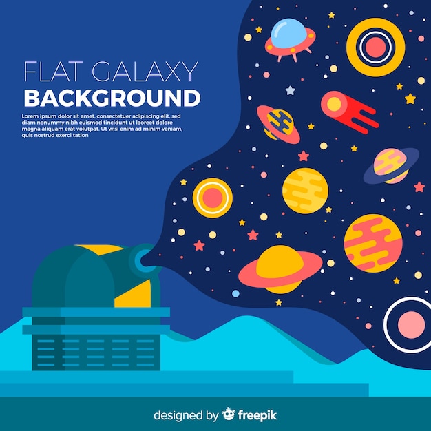 Colorful galaxy background with flat design