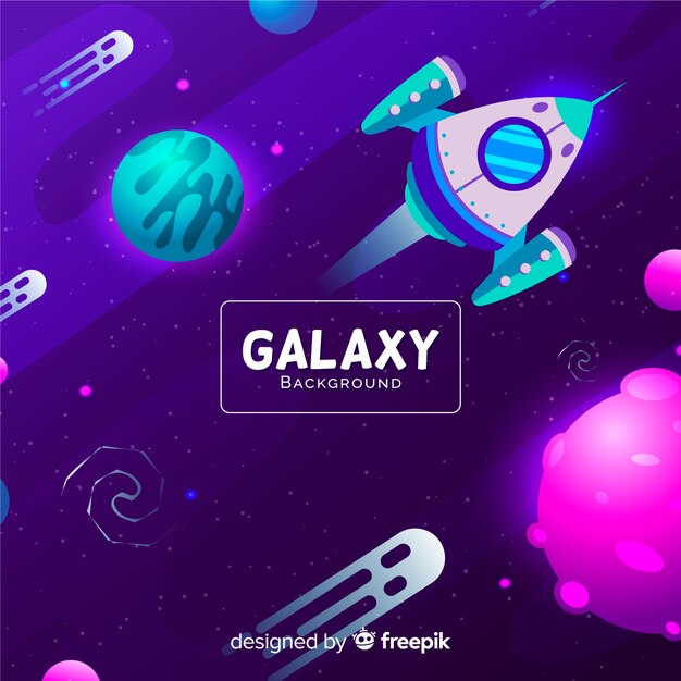 Colorful galaxy background with flat design