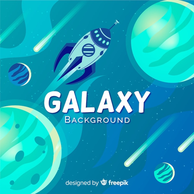 Free vector colorful galaxy background with flat design