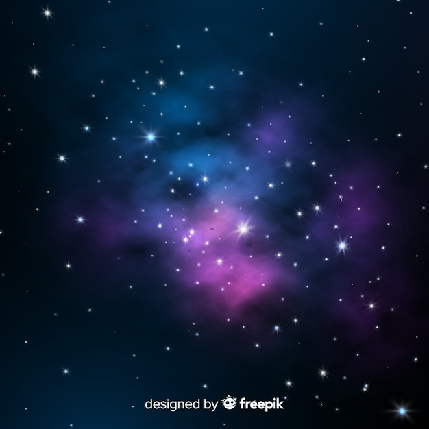 Free vector colorful galaxy background with realistic design