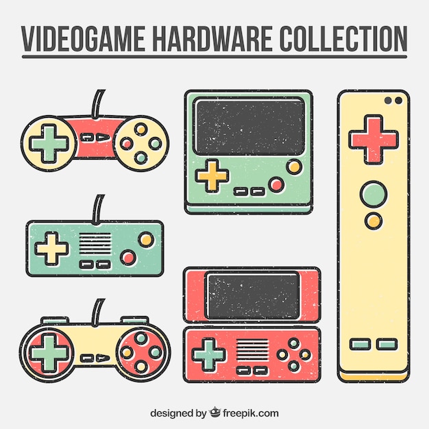 Free vector colorful gamepads