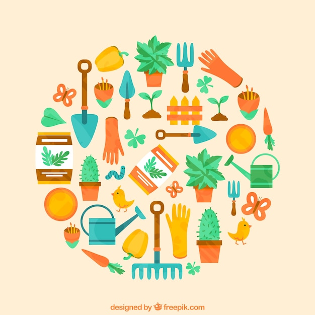 Colorful gardening icons