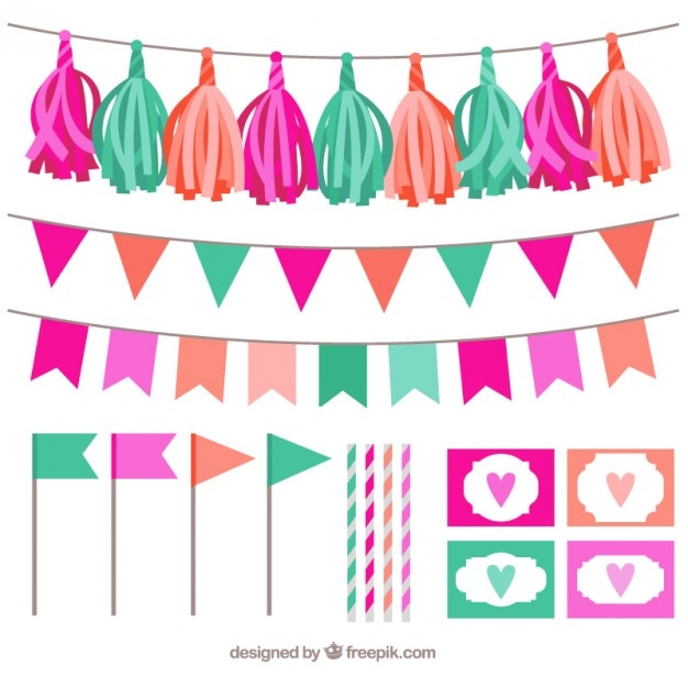 Free vector colorful garland collection