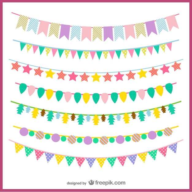 Free vector colorful garlands pack