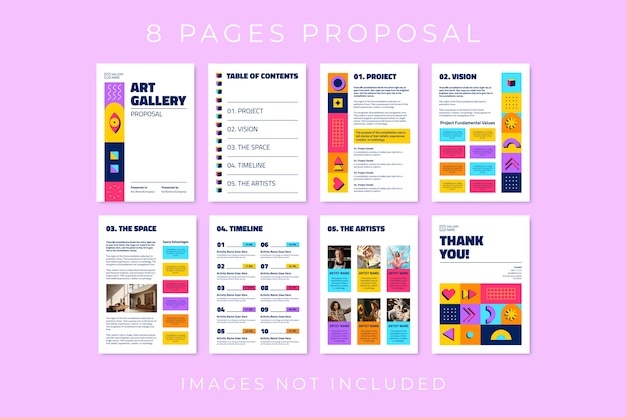 Free vector colorful geometric art gallery event proposal