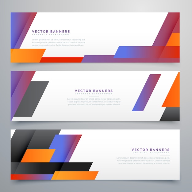 Colorful geometric banners set background