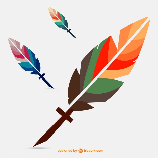 Free Vector colorful geometric feather