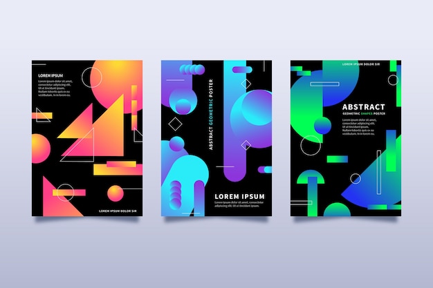 Free vector colorful geometric gradient shapes covers