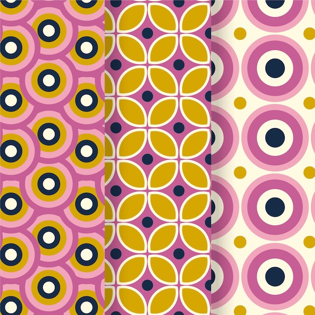 Colorful geometric groovy pattern collection