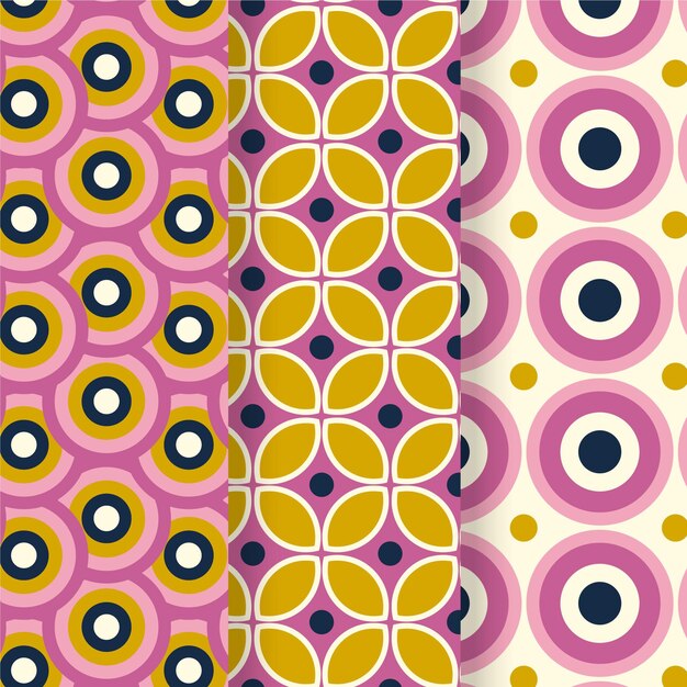 Colorful geometric groovy pattern collection