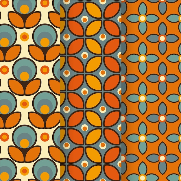 Colorful geometric groovy pattern collection