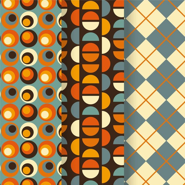 Colorful geometric groovy pattern collection