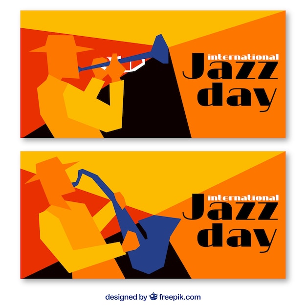 Free vector colorful geometric jazz banners