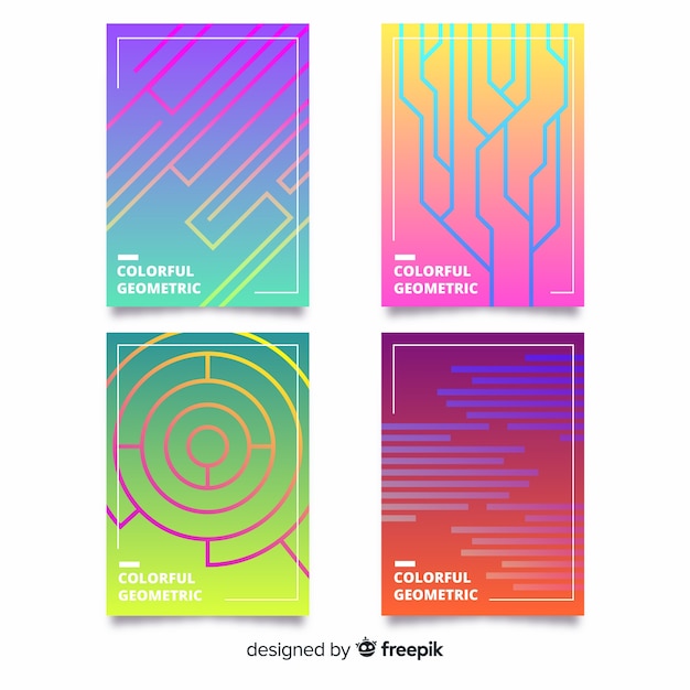 Colorful geometric lines brochure collection