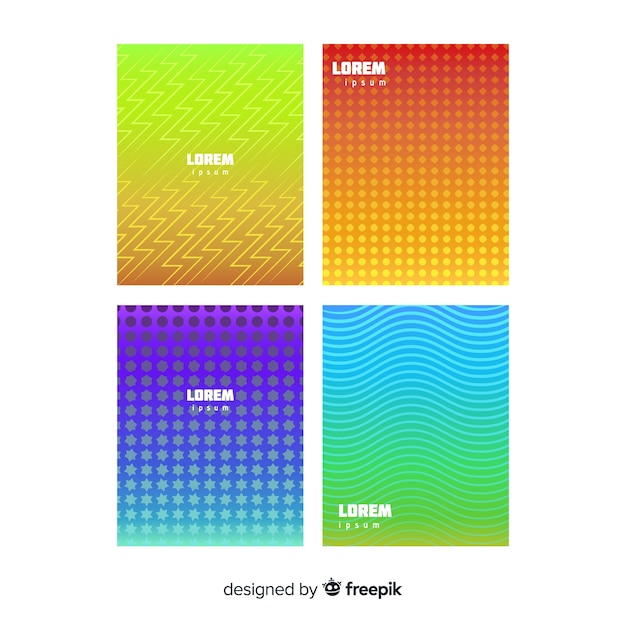 Бесплатное векторное изображение Коллекция брошюр из красочных геометрических линий