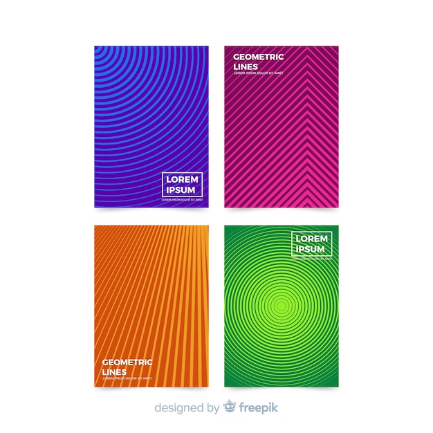 Free vector colorful geometric lines brochure set