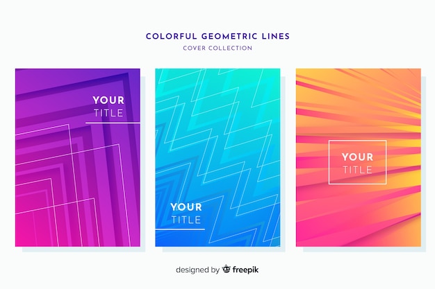 Free vector colorful geometric lines brochure set