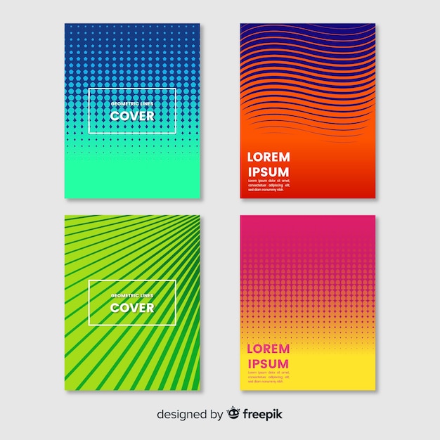 Colorful geometric lines brochure set