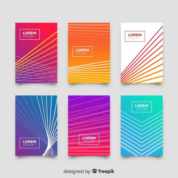 Free vector colorful geometric lines cover collection