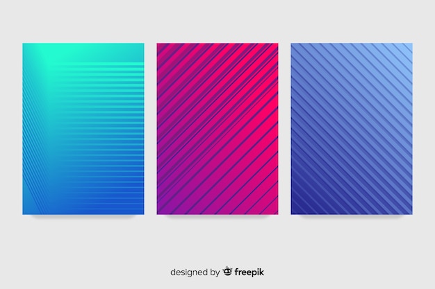 Free vector colorful geometric lines cover collection